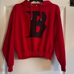 NEW Beiber Red Hoodie with Bold Black 'B' Graphic